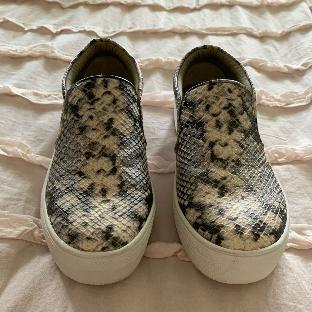 Steve Madden python print platform slip ons